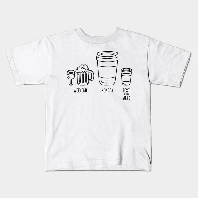 Monday and Coffee Kids T-Shirt by Bomdesignz